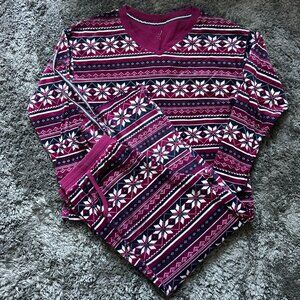 Nautica Winter Fleece Snowflake Pajamas Women's Size M Multicolor